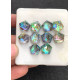 High Quality Natural Abalone Shell Pearl and Crystal Doublet Rose Cut Hexagon Shape Cabochons Gemstone For Jewelry